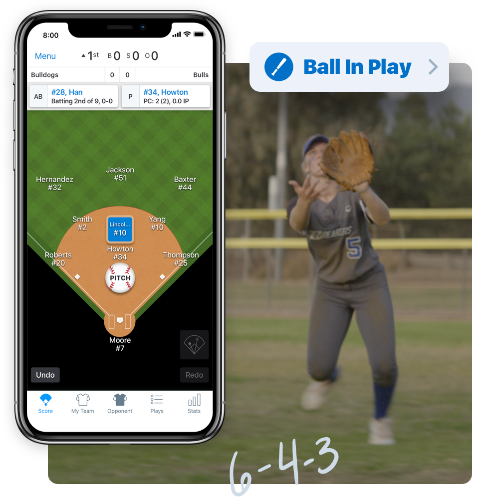 Softball scorekeeping in app